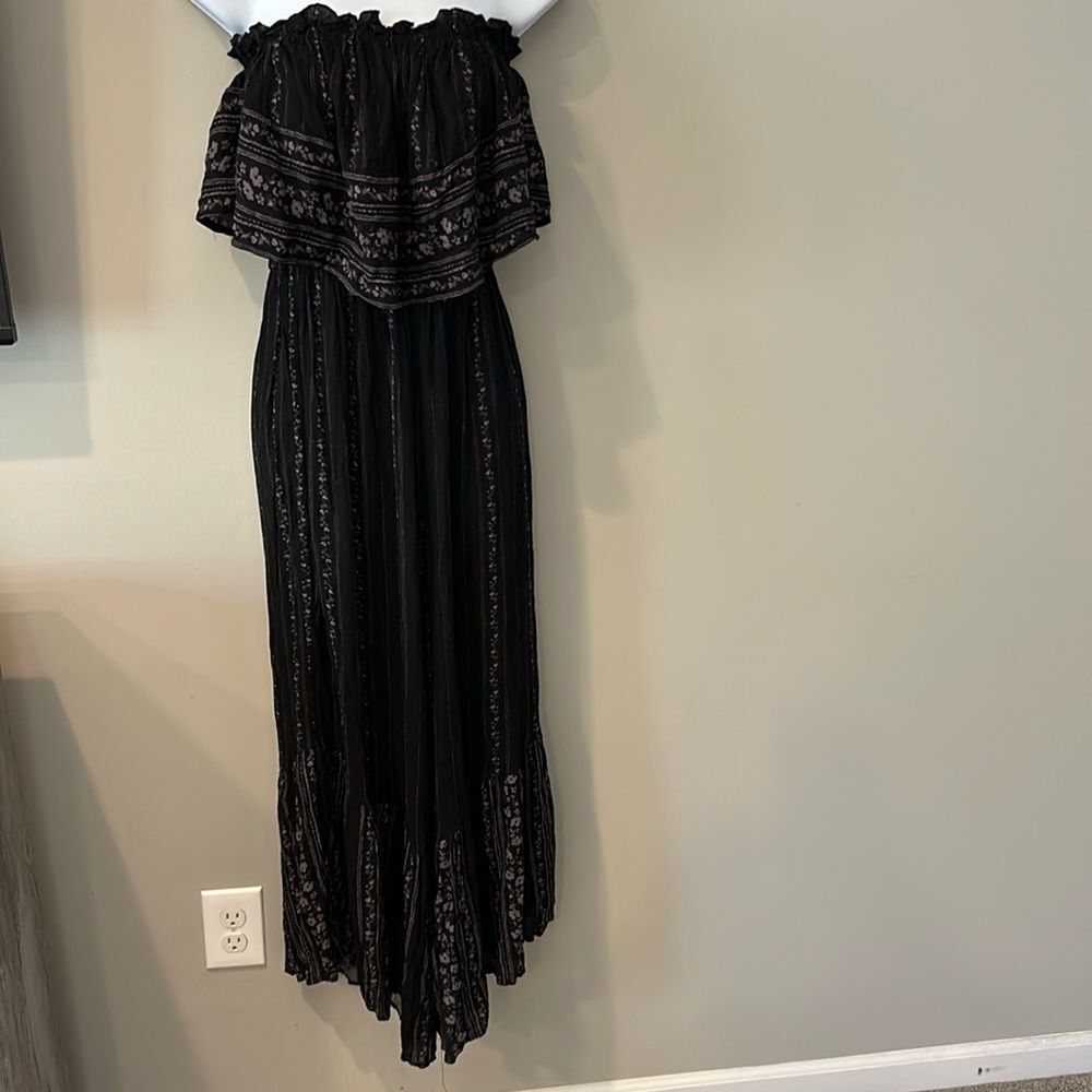 Sugar & Cream Women's Black Sleeveless Smock Top Wide Leg Flowy Jumpsuit Small